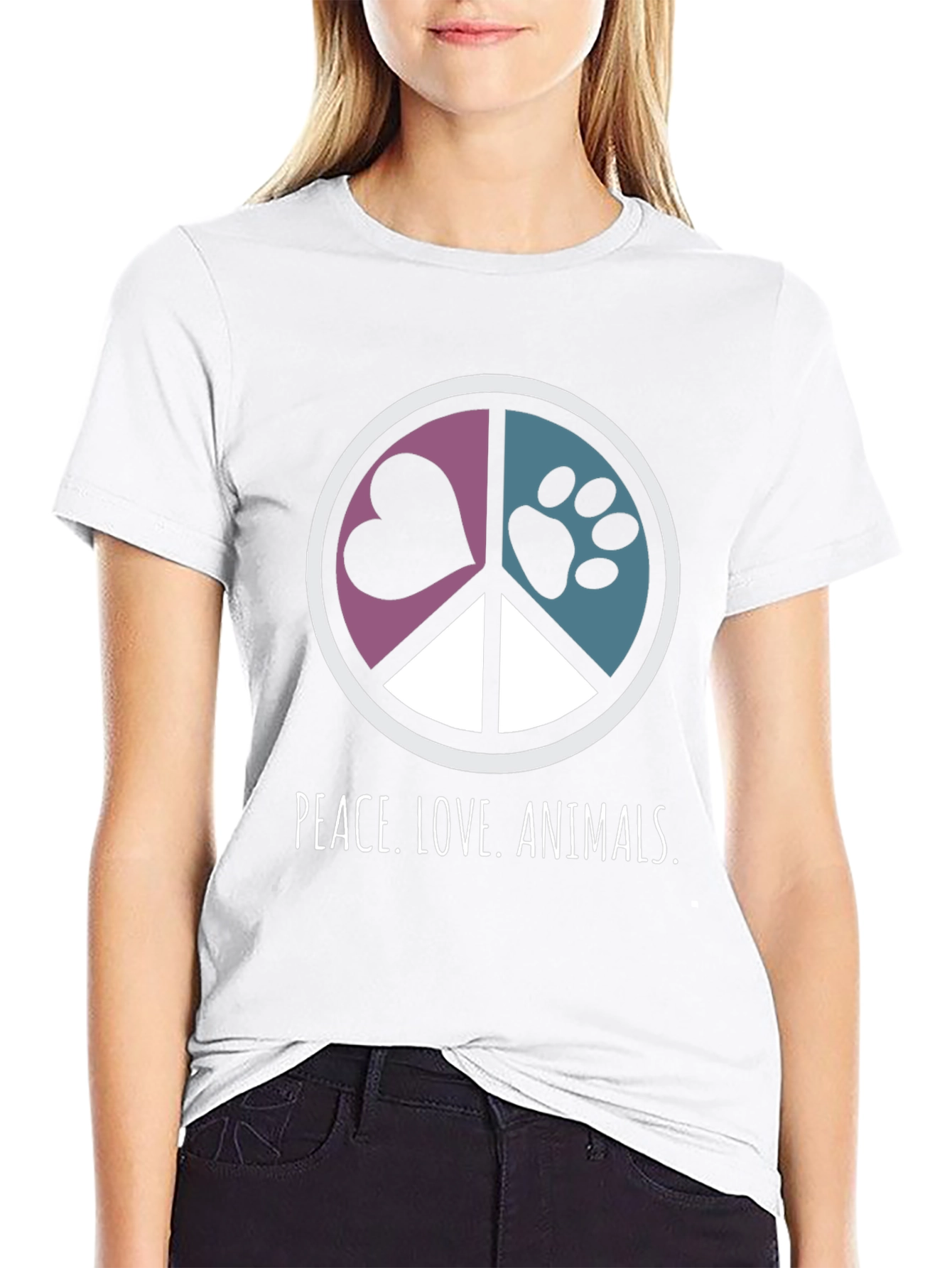 Peace Love Animals Graphic T-Shirt