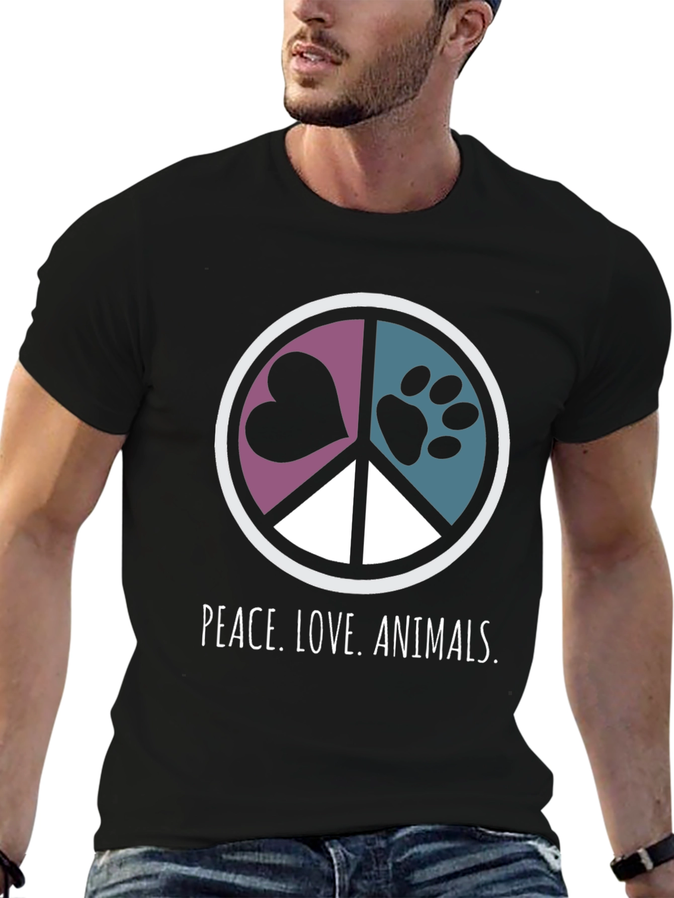 Peace Love Animals Graphic T-Shirt