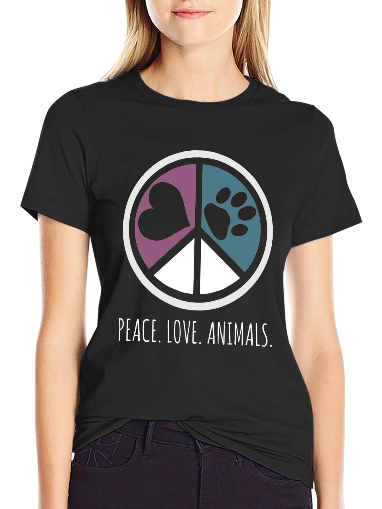 Peace Love Animals Graphic T-Shirt