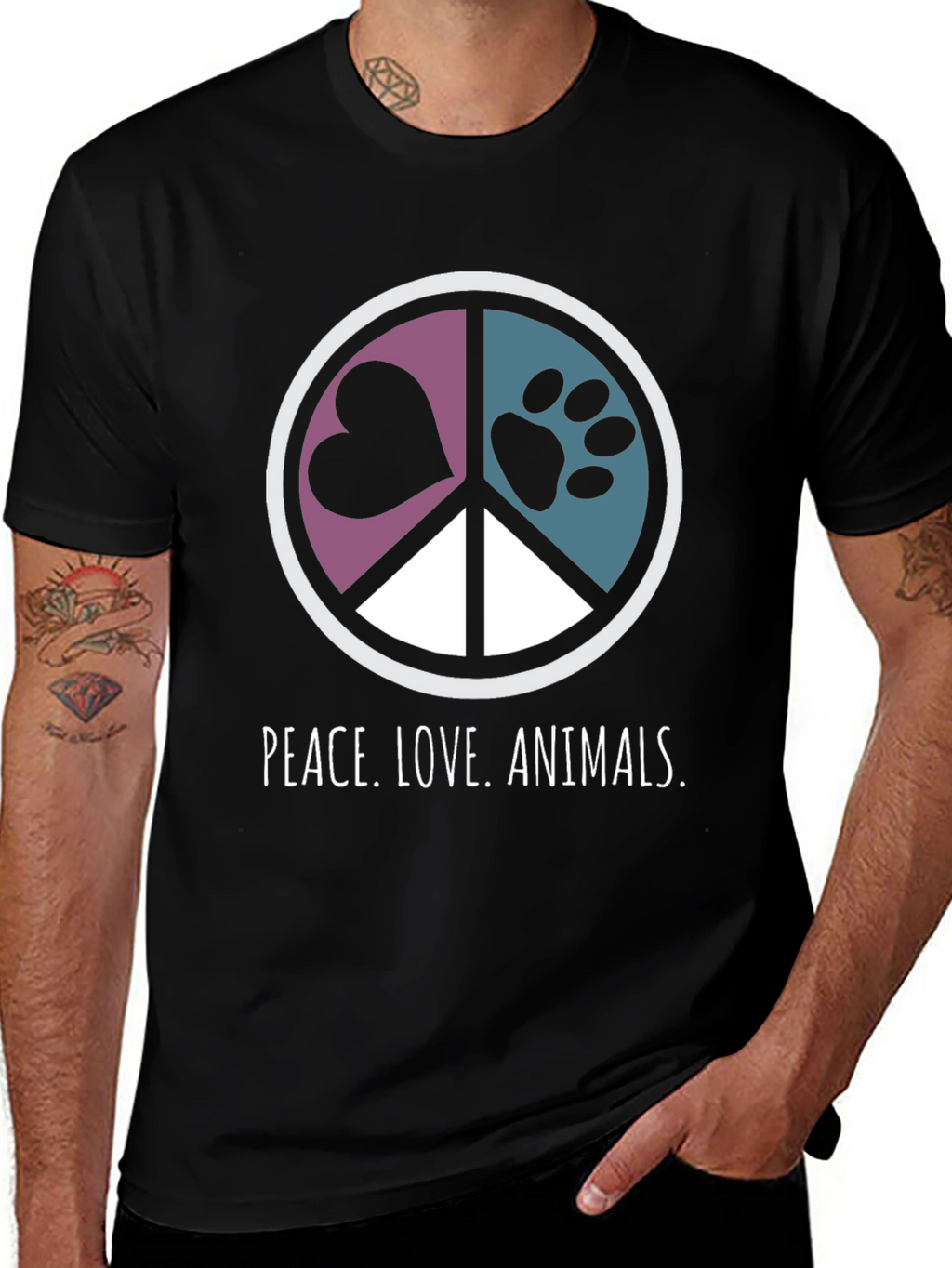 Peace Love Animals Graphic T-Shirt