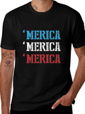 Merica Patriotic Graphic Print T-Shirt