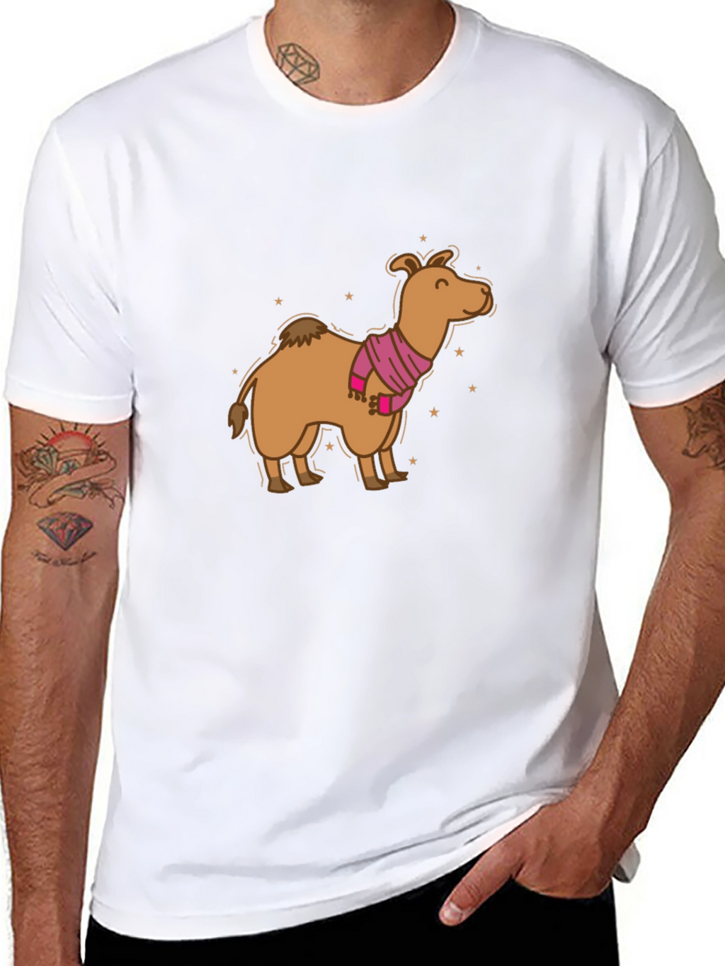 Camel in Scarf Graphic Tee - Black