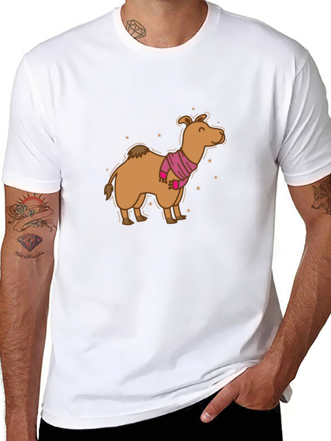 Camel in Scarf Graphic Tee - Black