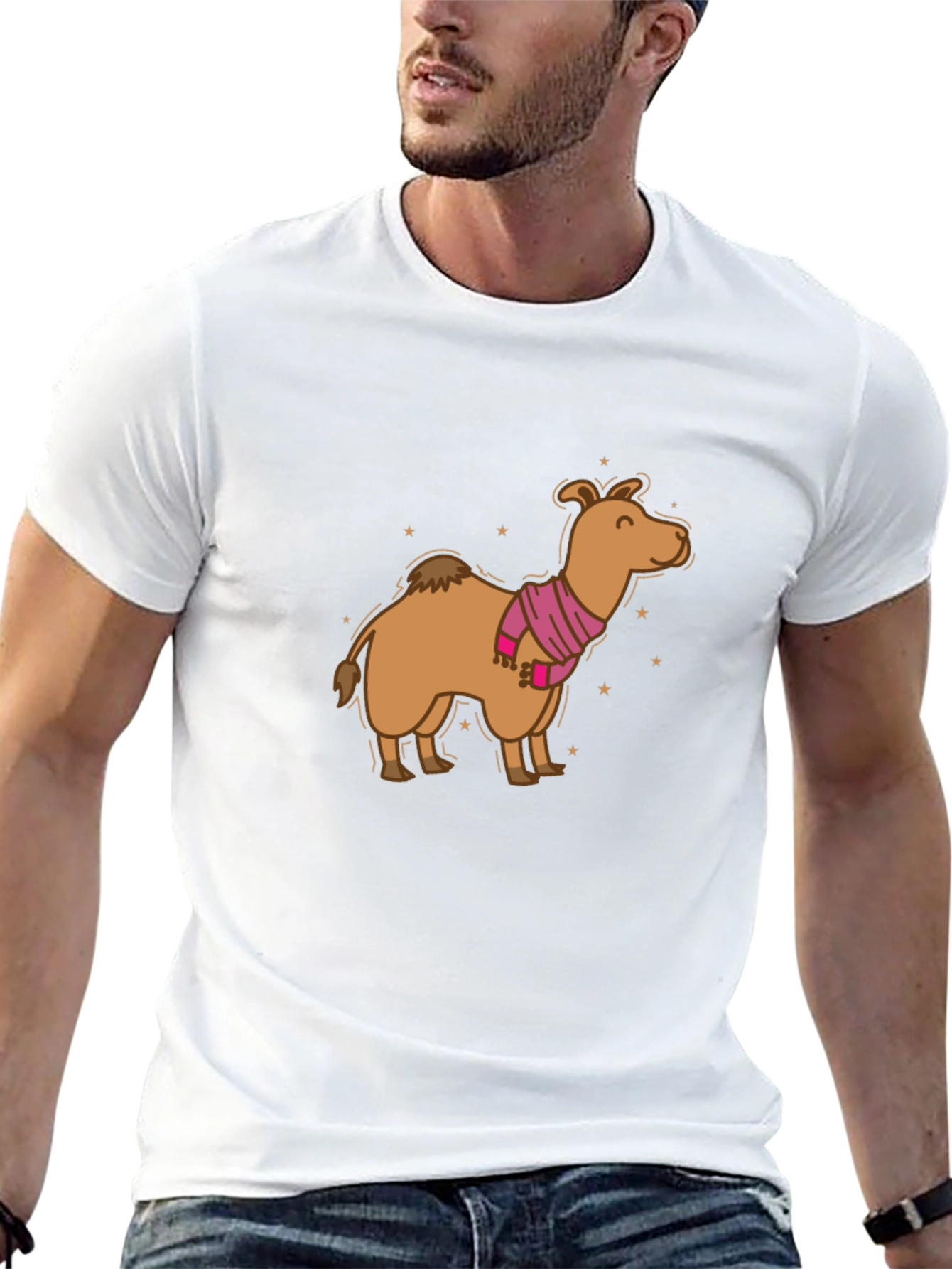 Camel in Scarf Graphic Tee - Black