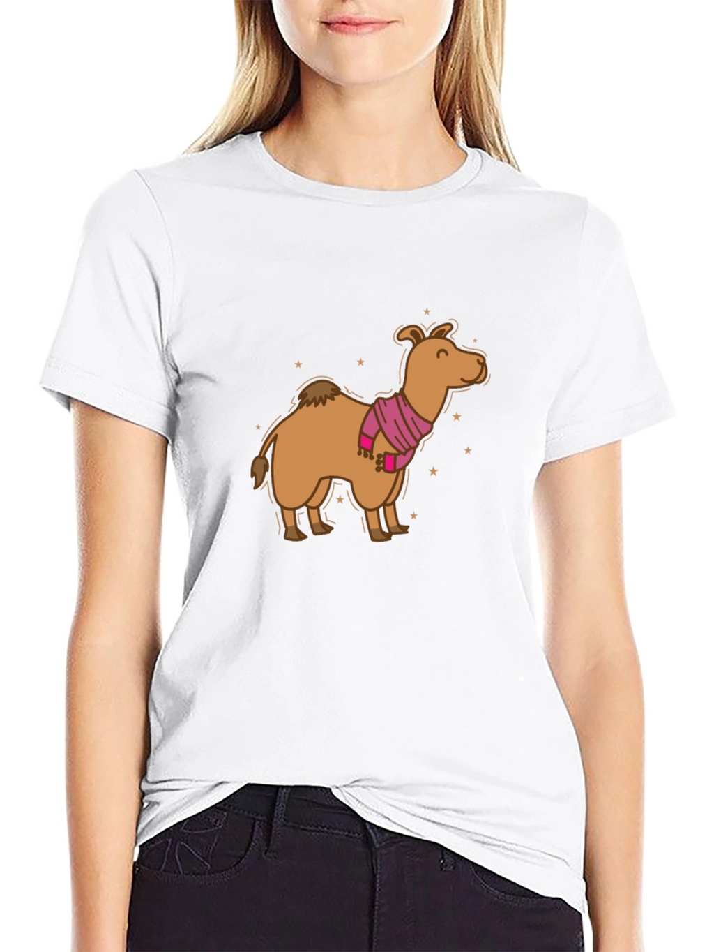 Camel in Scarf Graphic Tee - Black