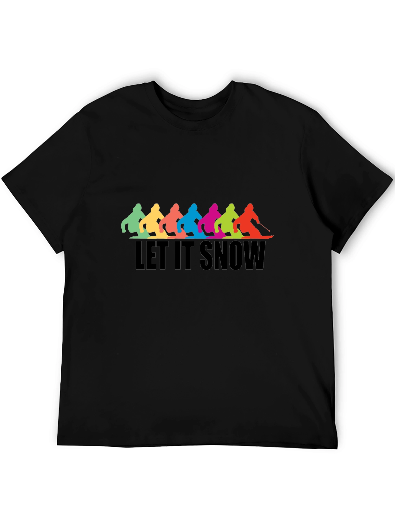 Let it Snow Skiing T-Shirt - Colorful Skiers