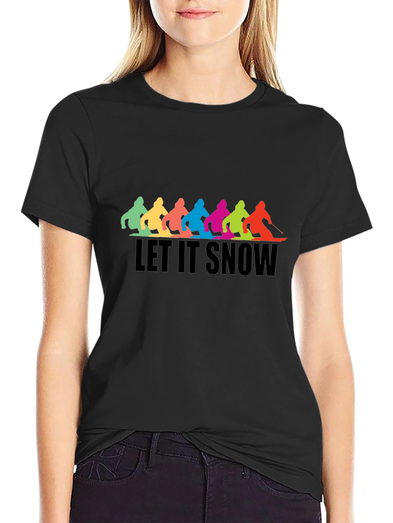 Let it Snow Skiing T-Shirt - Colorful Skiers