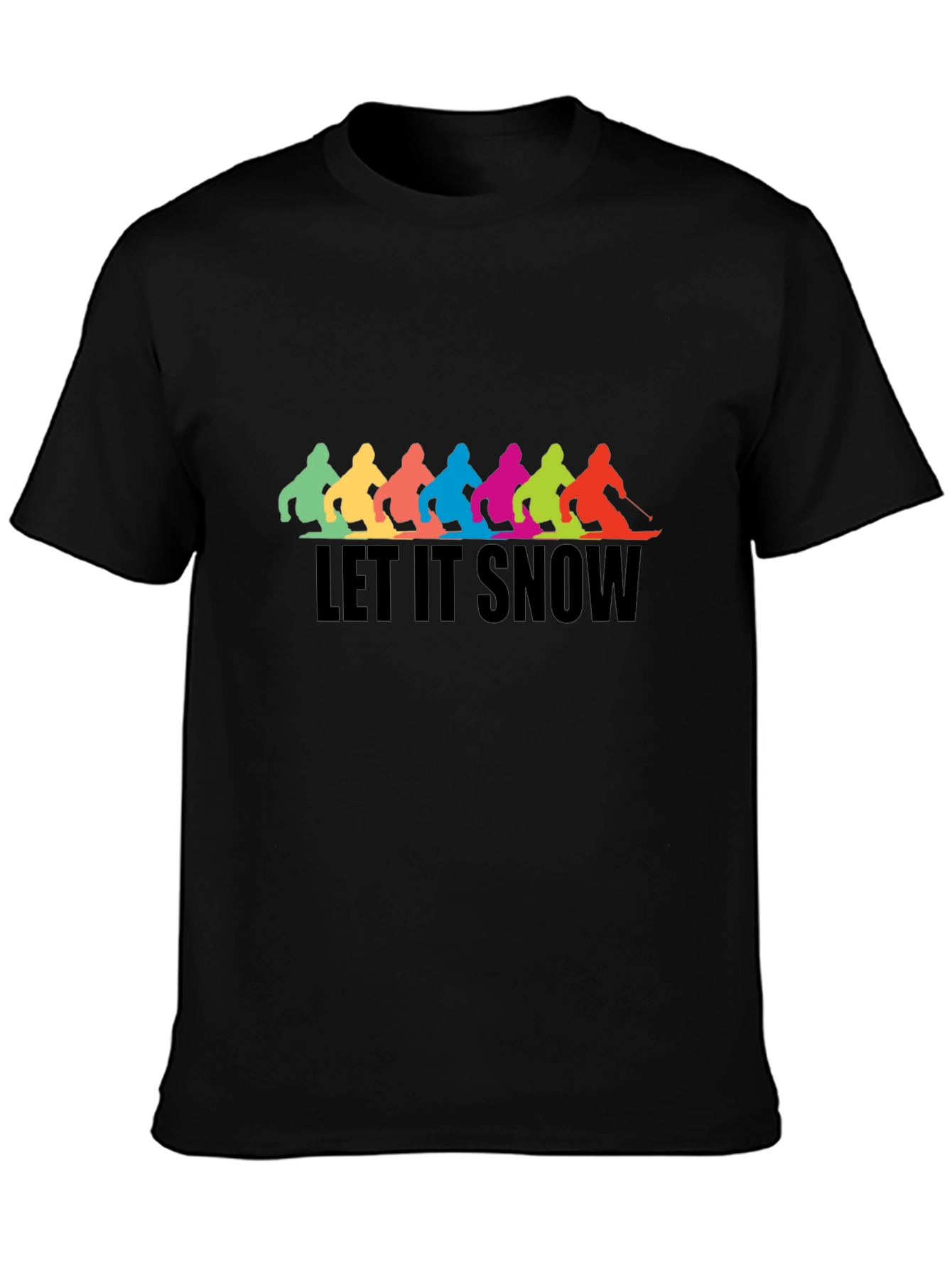 Let it Snow Skiing T-Shirt - Colorful Skiers