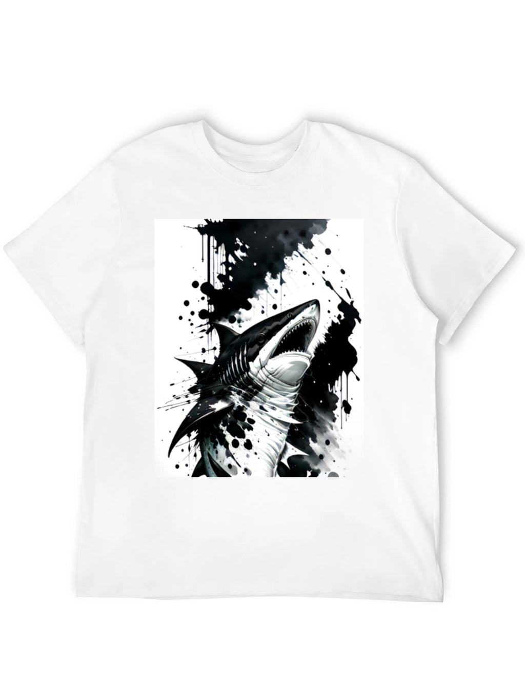 Shark Graphic Print Black T-Shirt