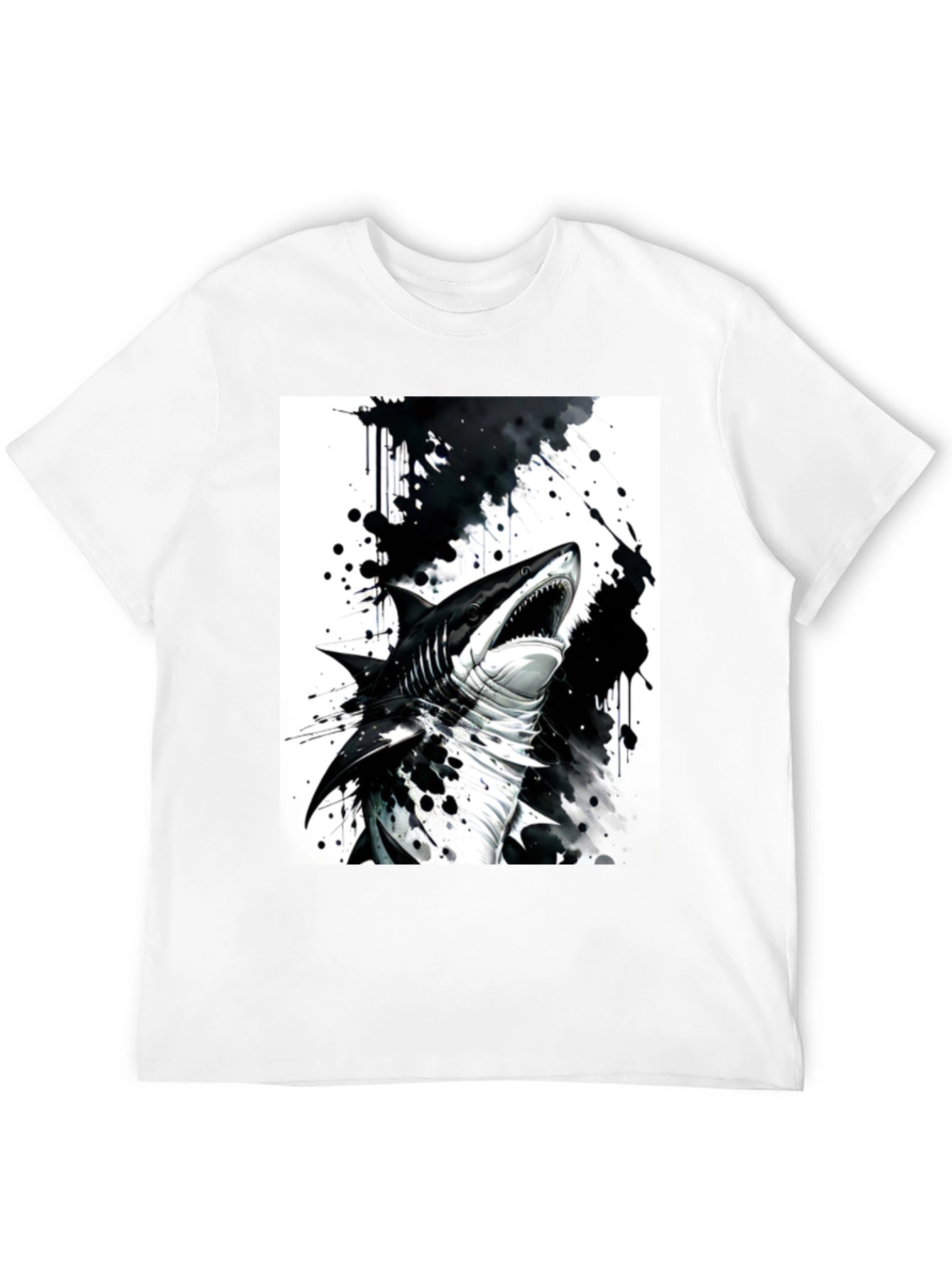 Shark Graphic Print Black T-Shirt