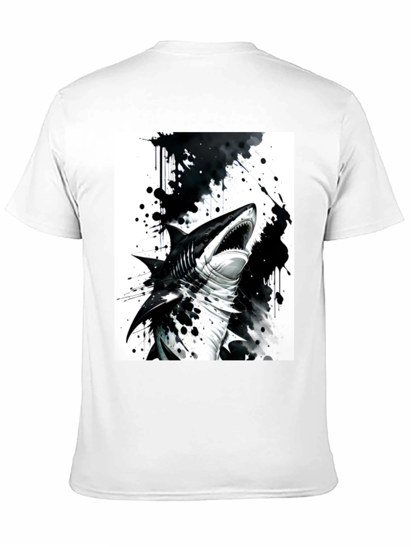Shark Graphic Print Black T-Shirt