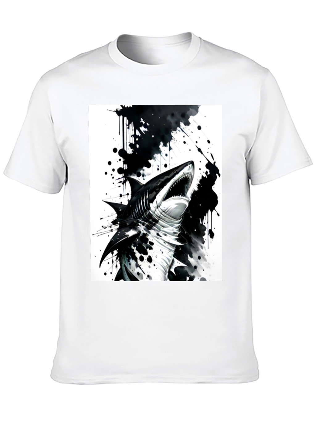 Shark Graphic Print Black T-Shirt