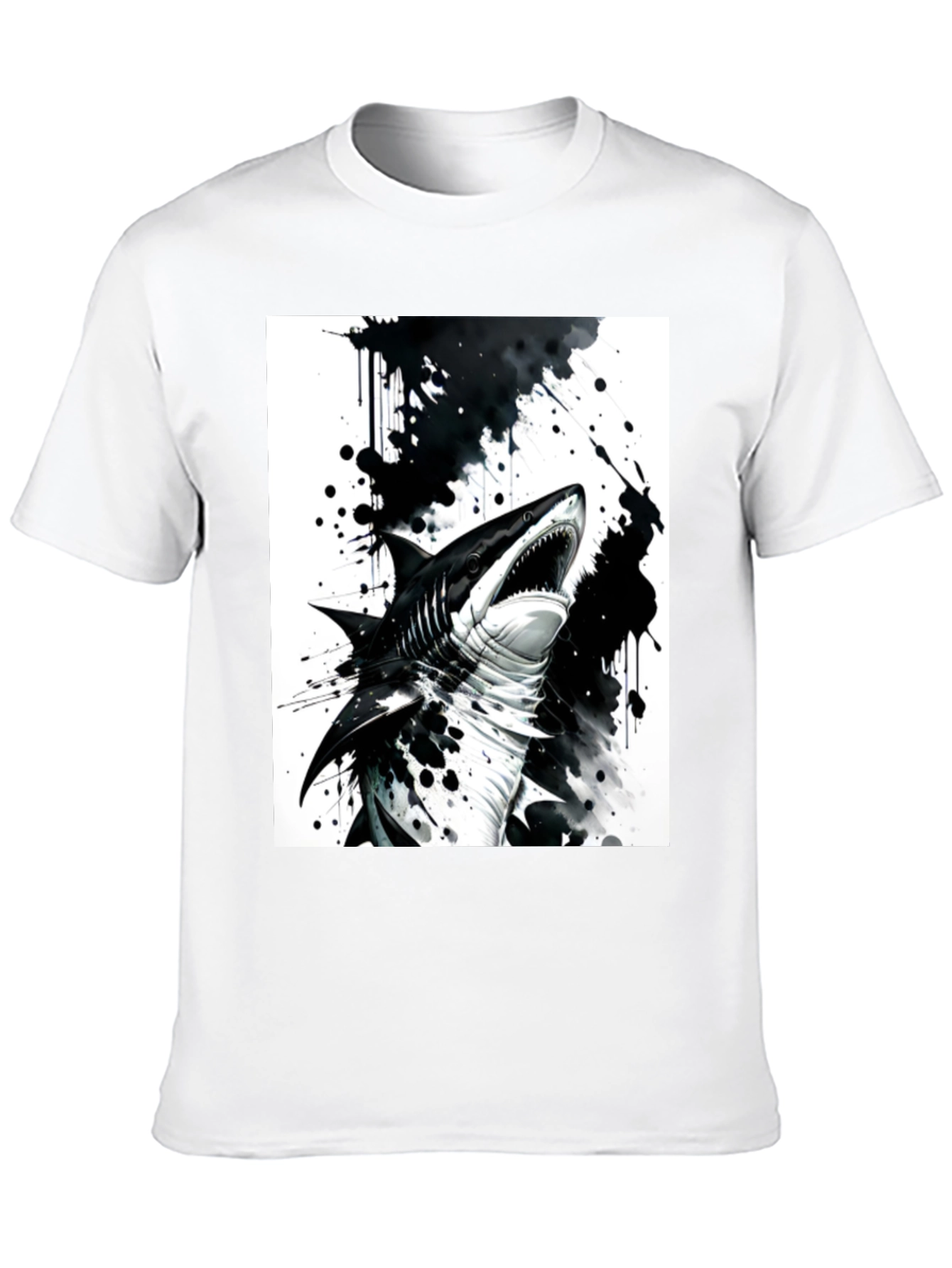 Shark Graphic Print Black T-Shirt