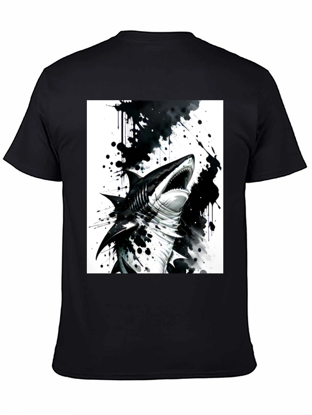 Shark Graphic Print Black T-Shirt