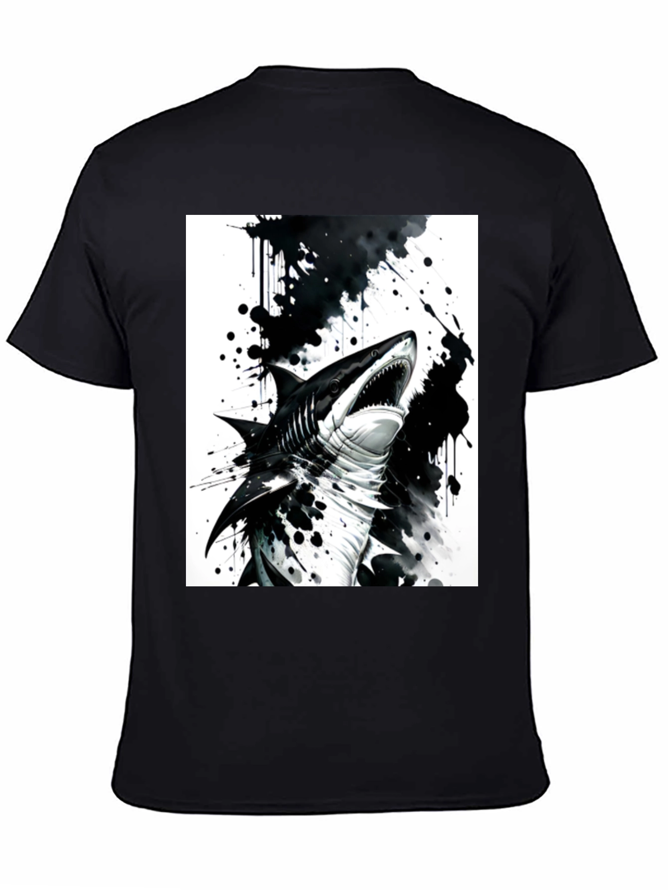Shark Graphic Print Black T-Shirt