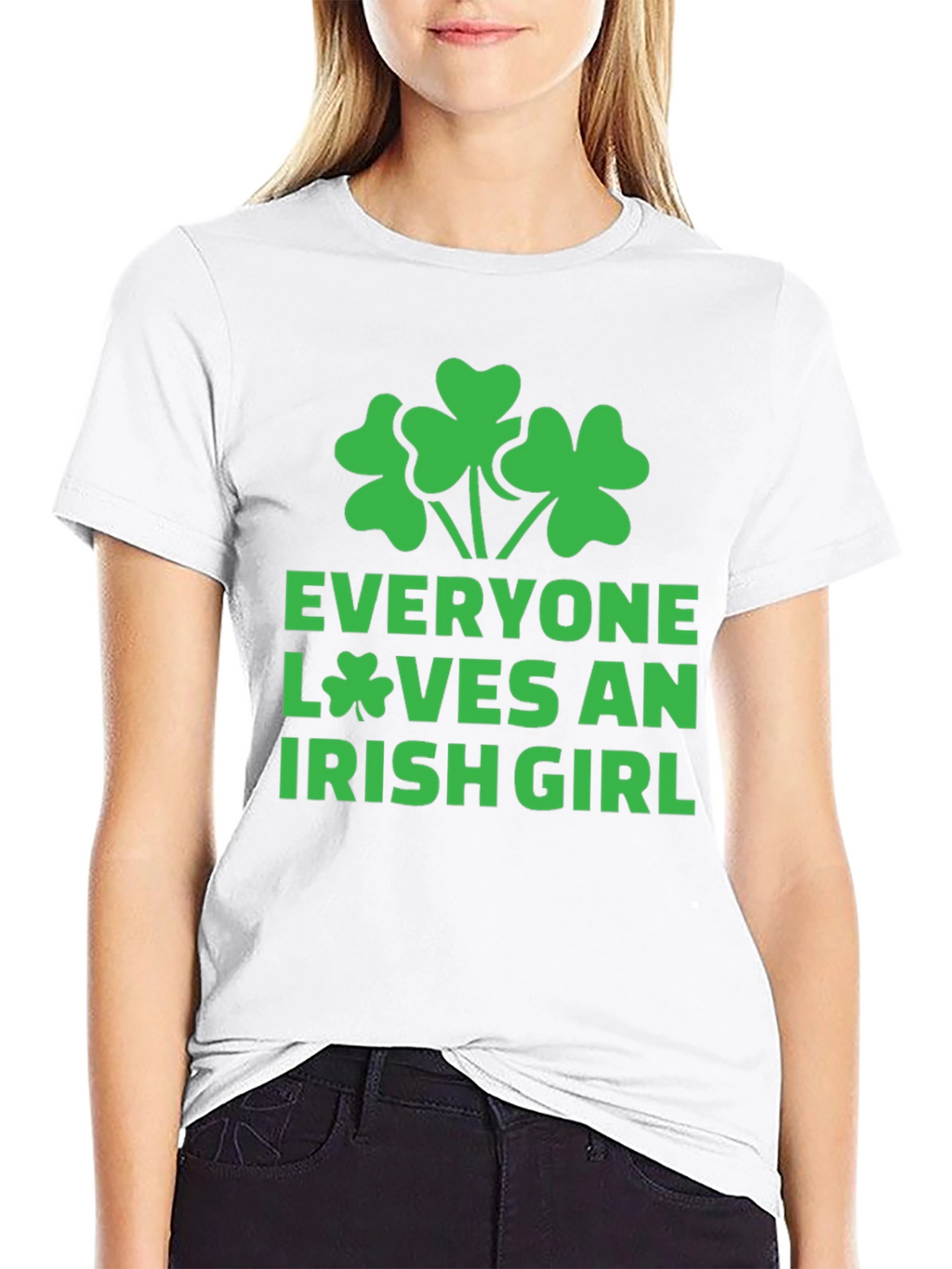 Everyone Loves an Irish Girl Black T-Shirt Shamrock
