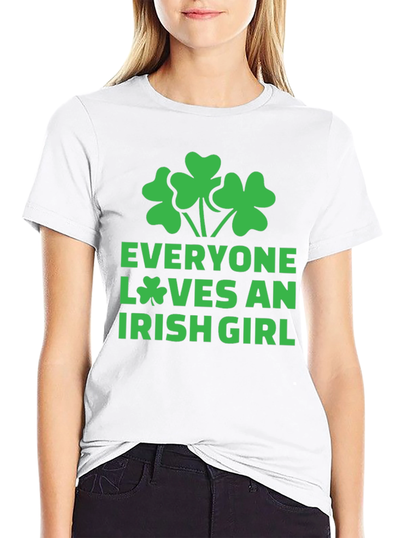 Everyone Loves an Irish Girl Black T-Shirt Shamrock