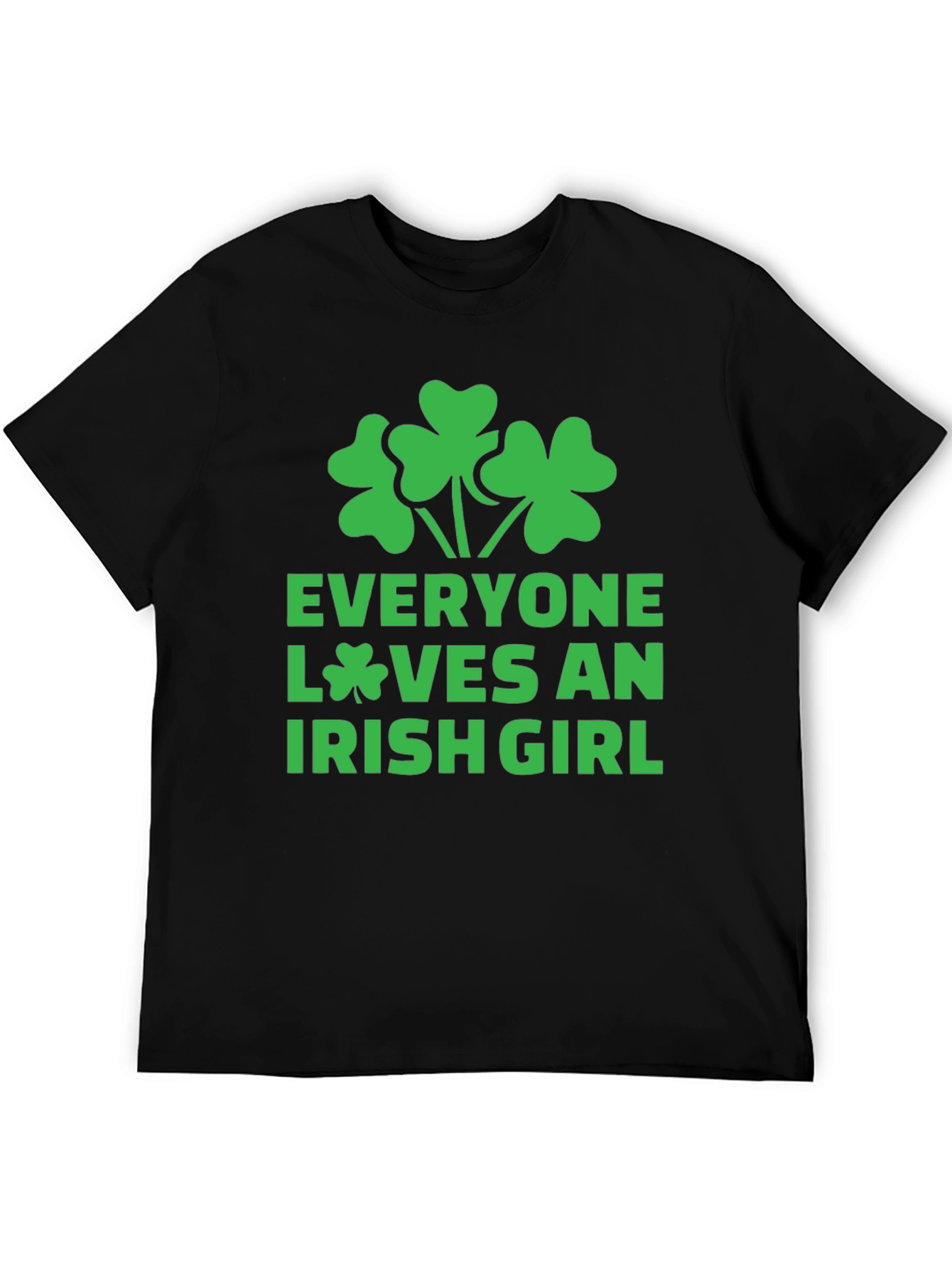 Everyone Loves an Irish Girl Black T-Shirt Shamrock