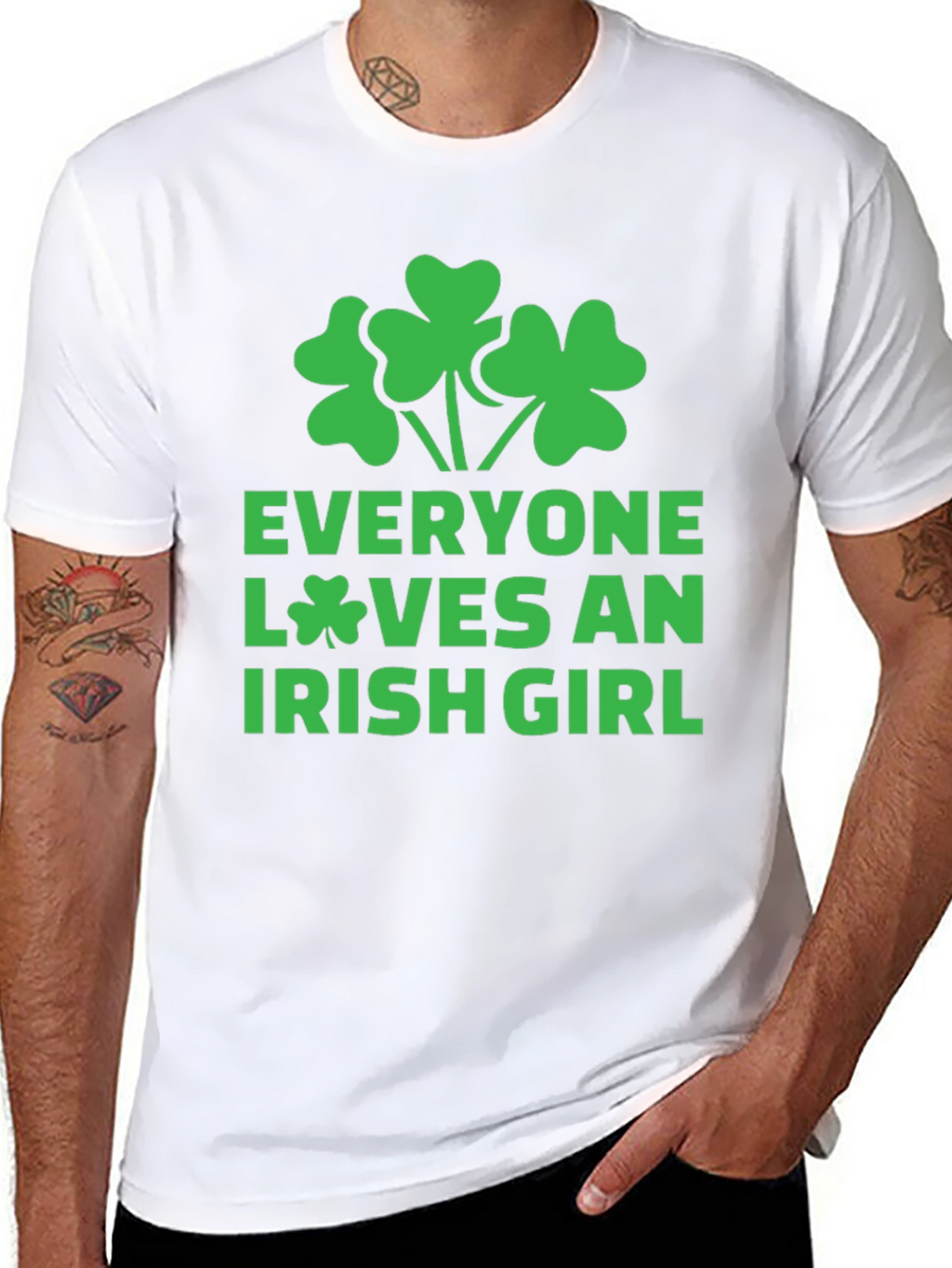 Everyone Loves an Irish Girl Black T-Shirt Shamrock