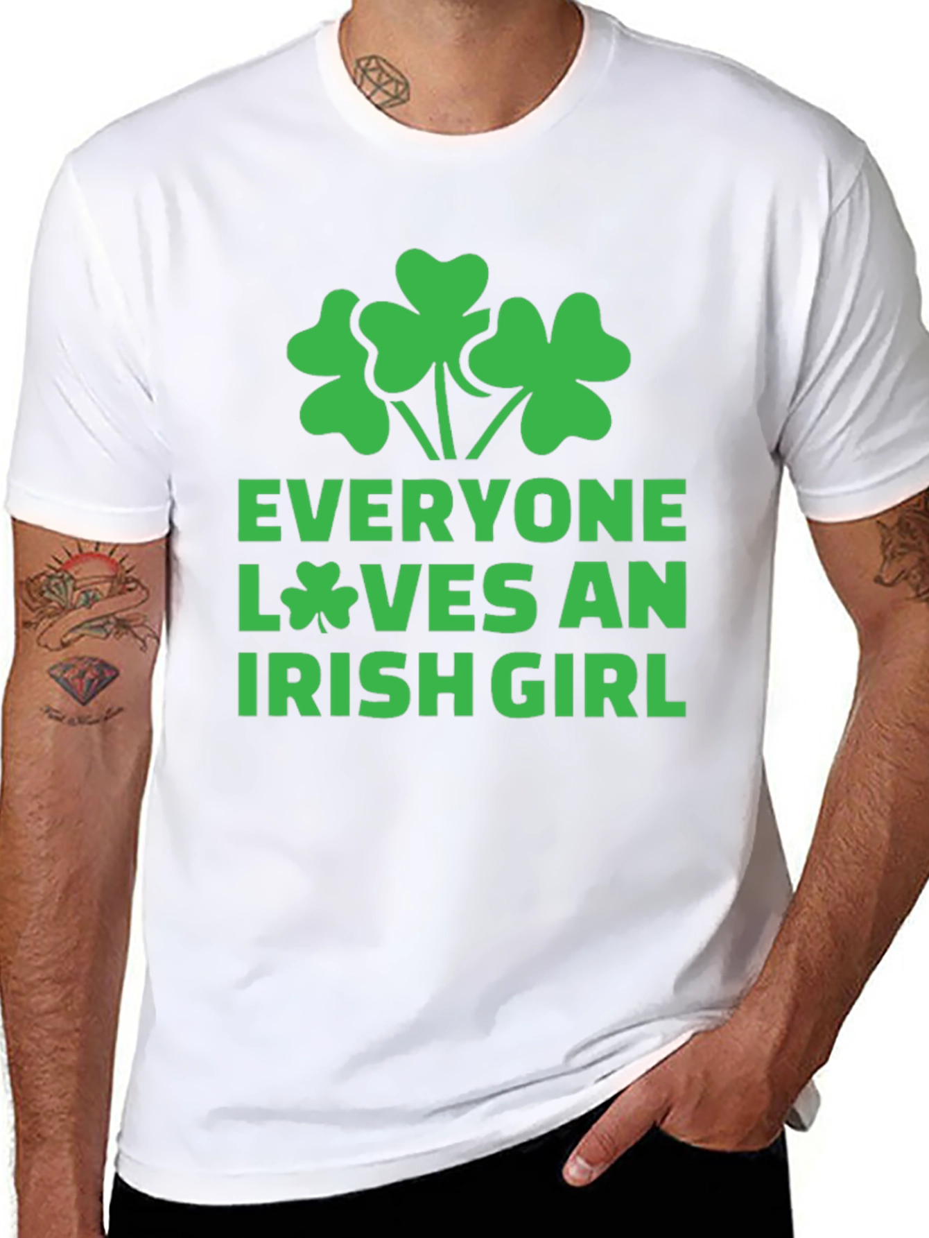 Everyone Loves an Irish Girl Black T-Shirt Shamrock