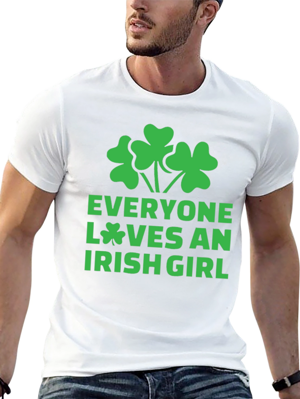 Everyone Loves an Irish Girl Black T-Shirt Shamrock
