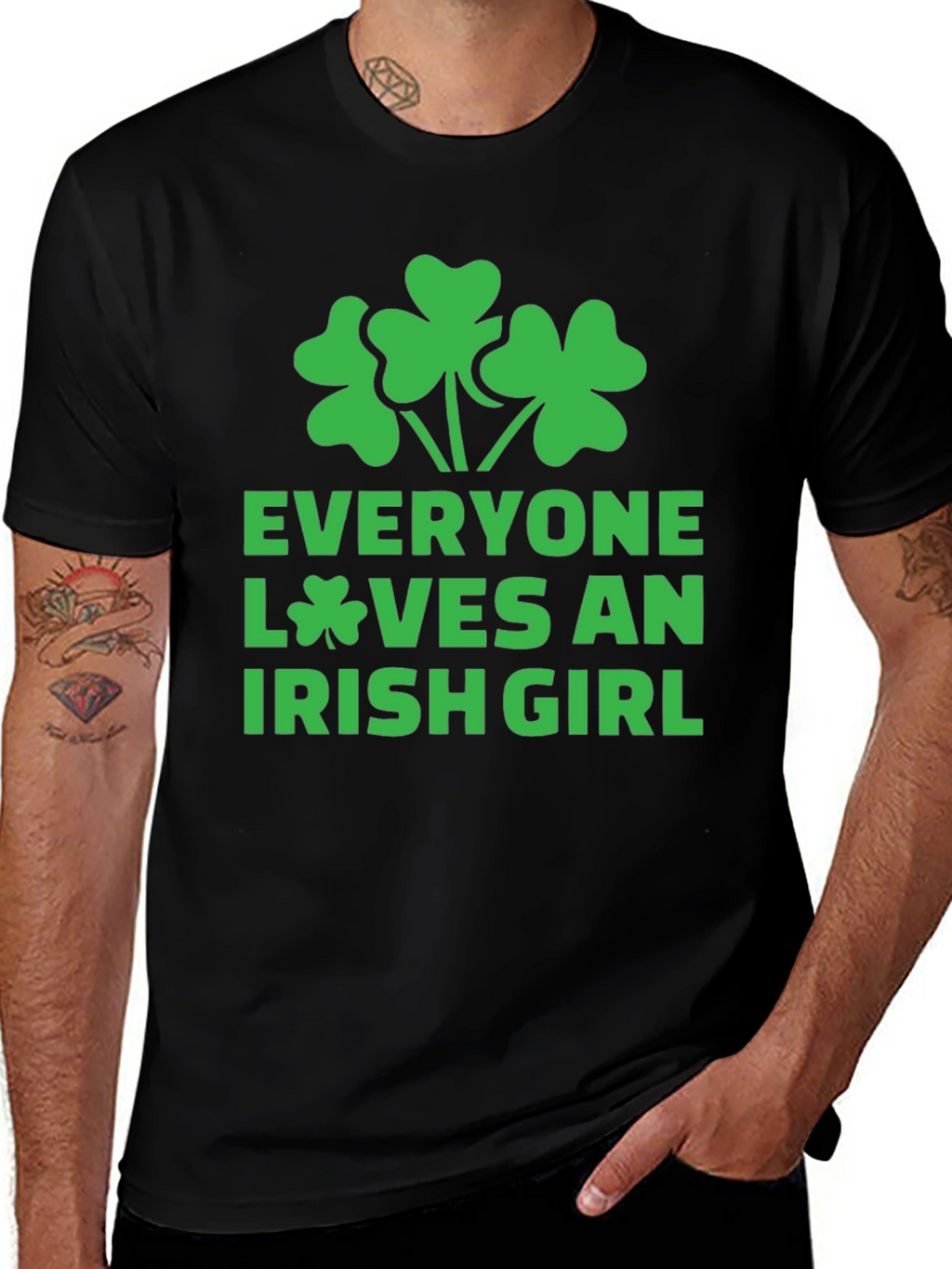 Everyone Loves an Irish Girl Black T-Shirt Shamrock