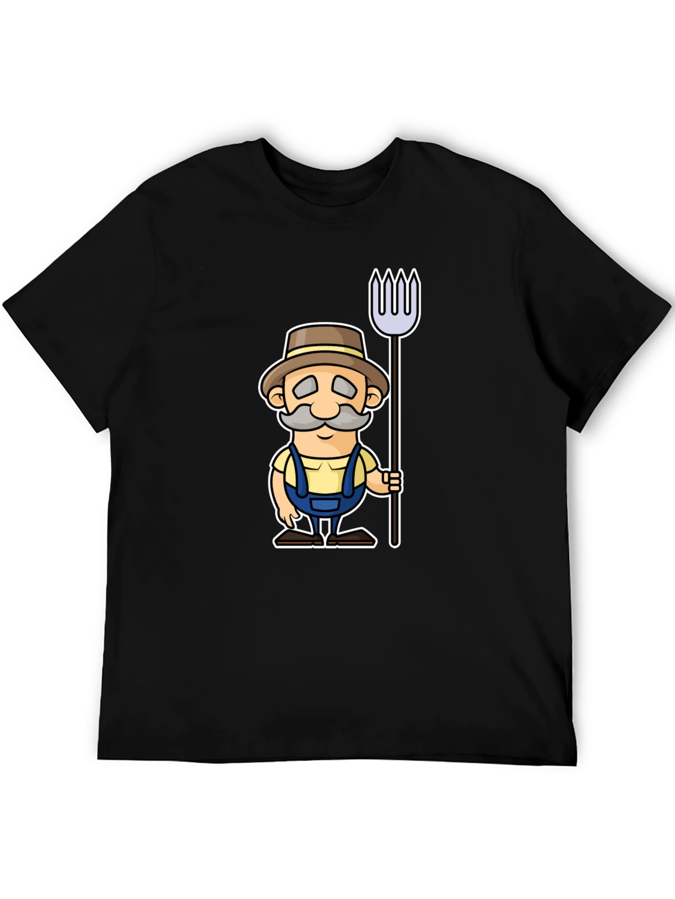 Cartoon Farmer Graphic Black T-Shirt