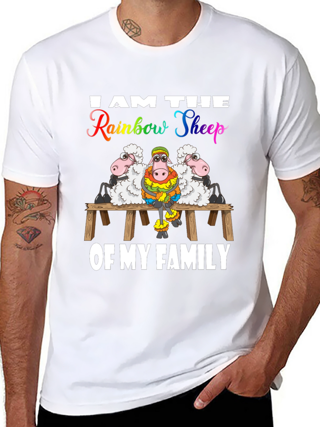 Rainbow Sheep Family T-Shirt