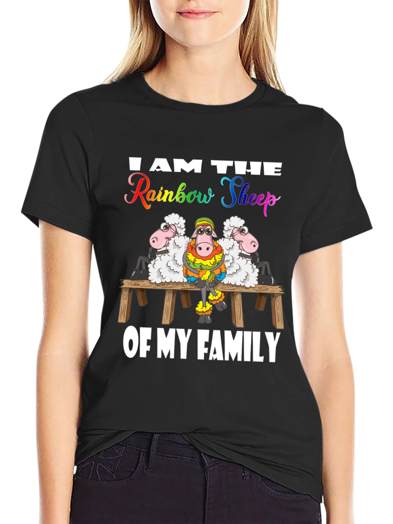 Rainbow Sheep Family T-Shirt