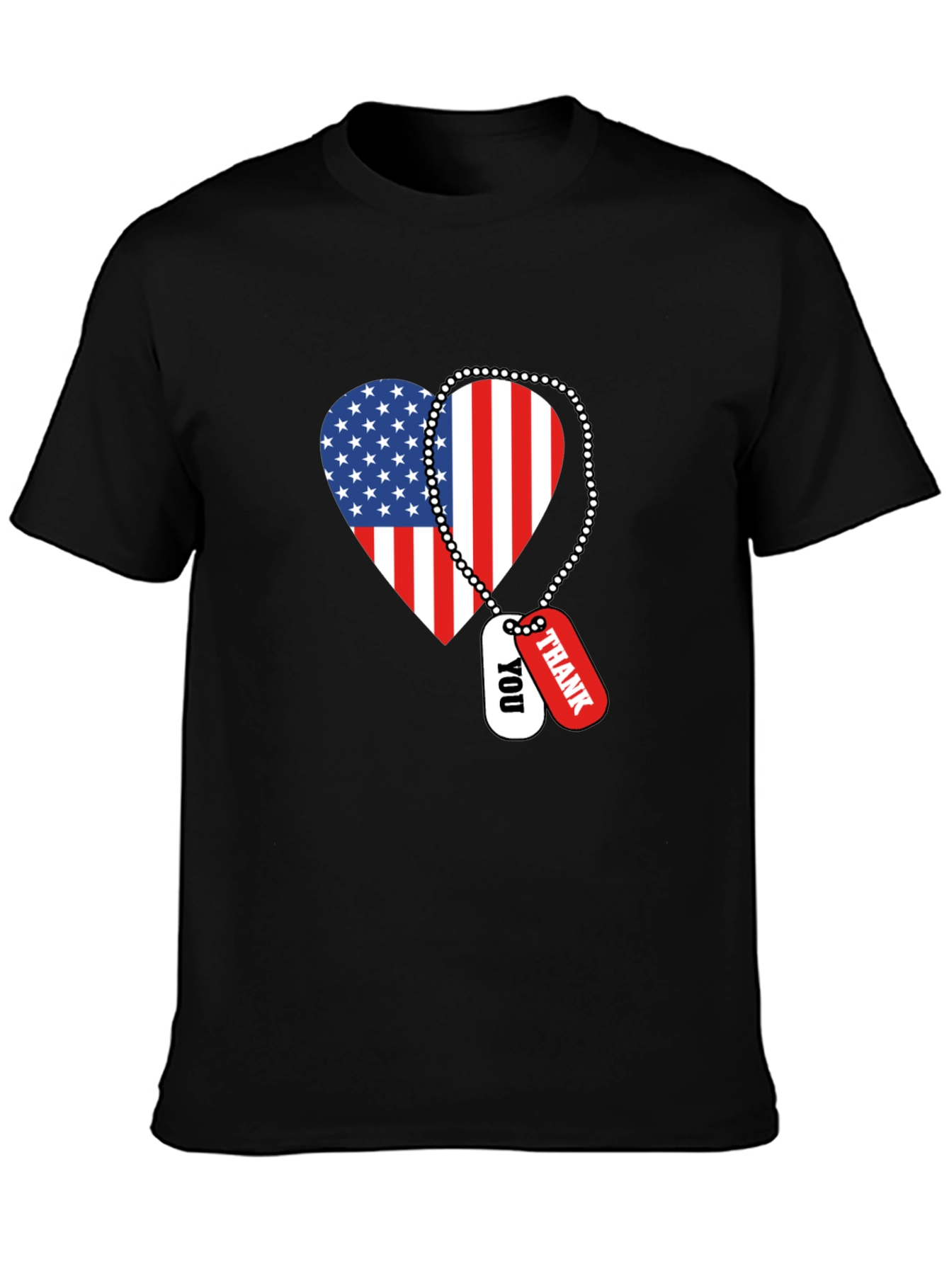 Patriotic Heart T-Shirt with Military Dog Tags