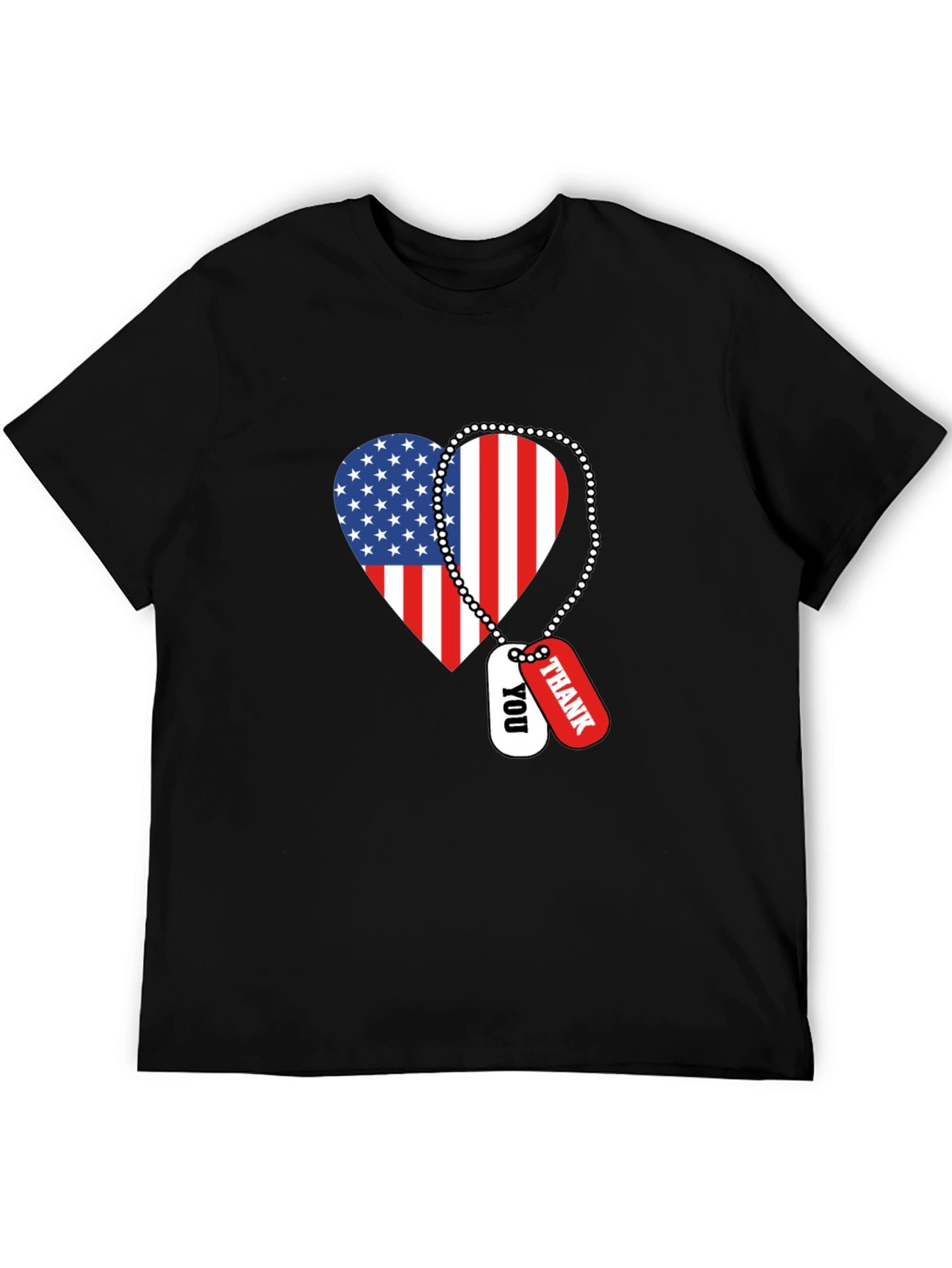 Patriotic Heart T-Shirt with Military Dog Tags