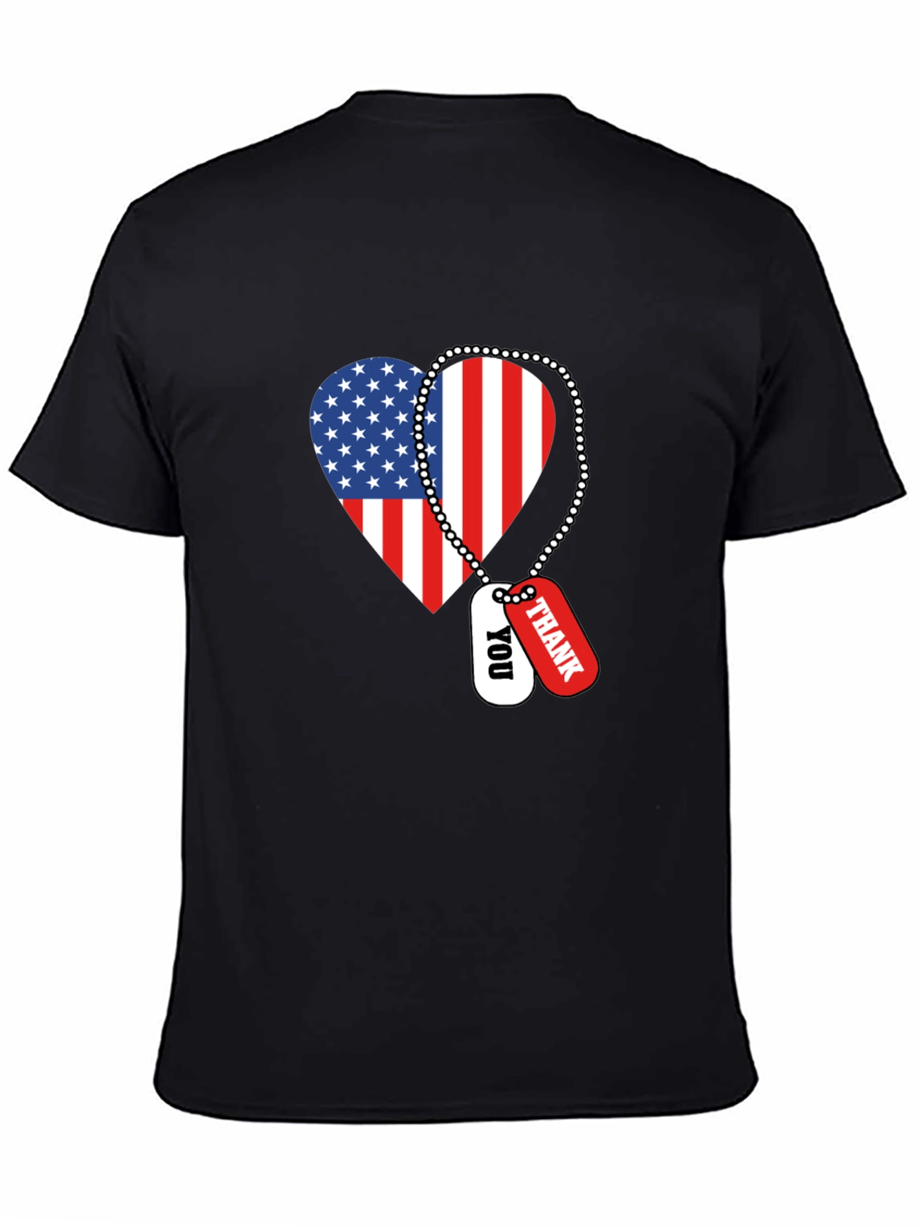 Patriotic Heart T-Shirt with Military Dog Tags