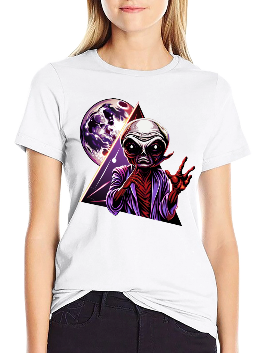 Alien Graphic Print Tee - Retro Space Design