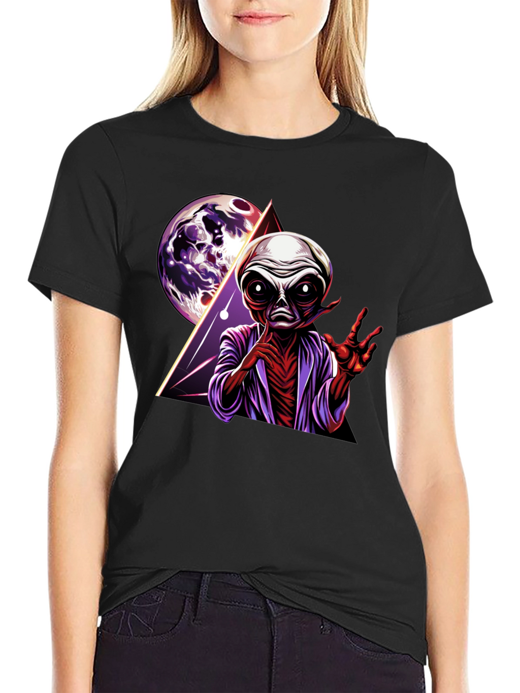 Alien Graphic Print Tee - Retro Space Design