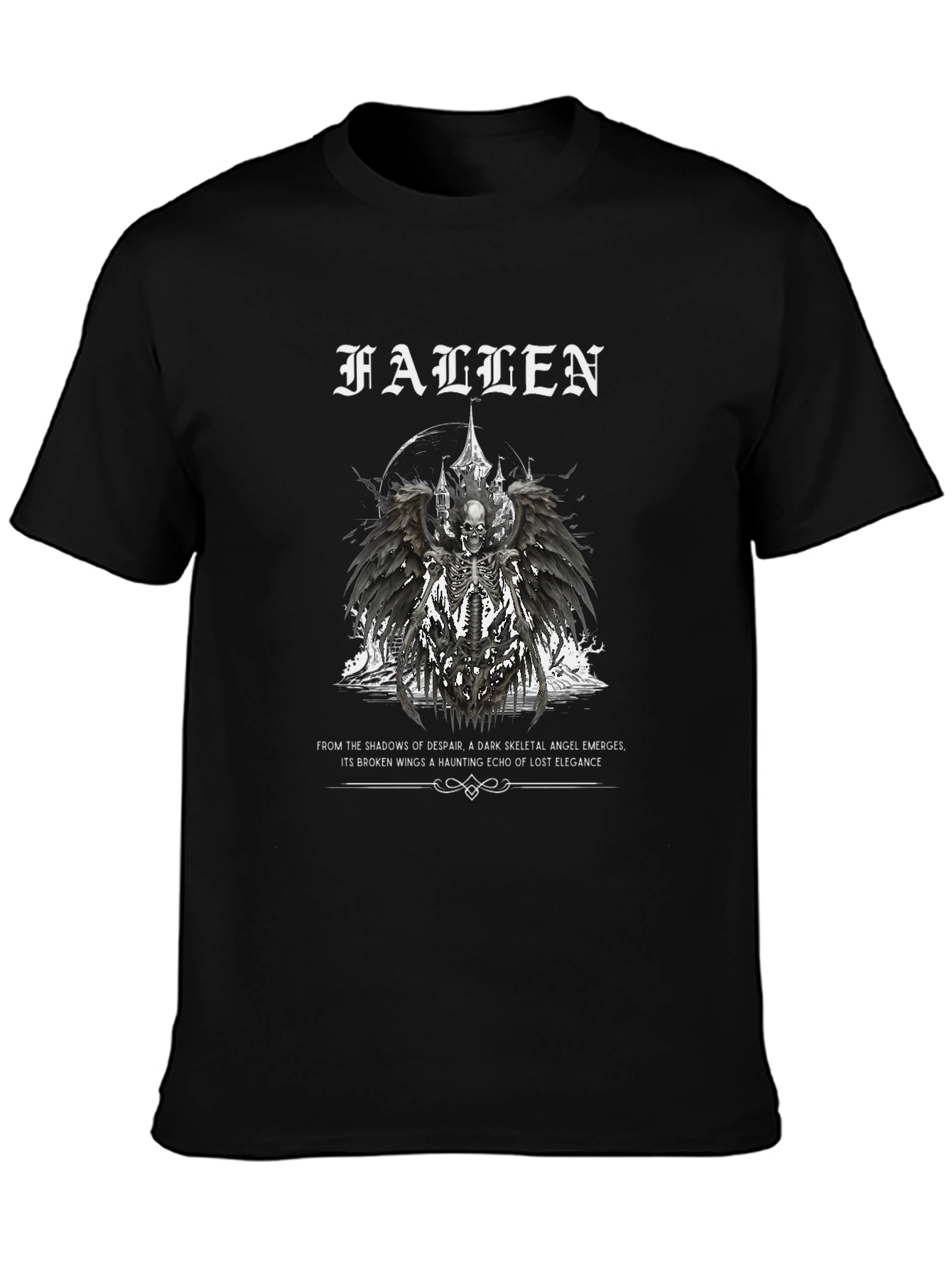 Fallen Angel Graphic Print Black T-Shirt
