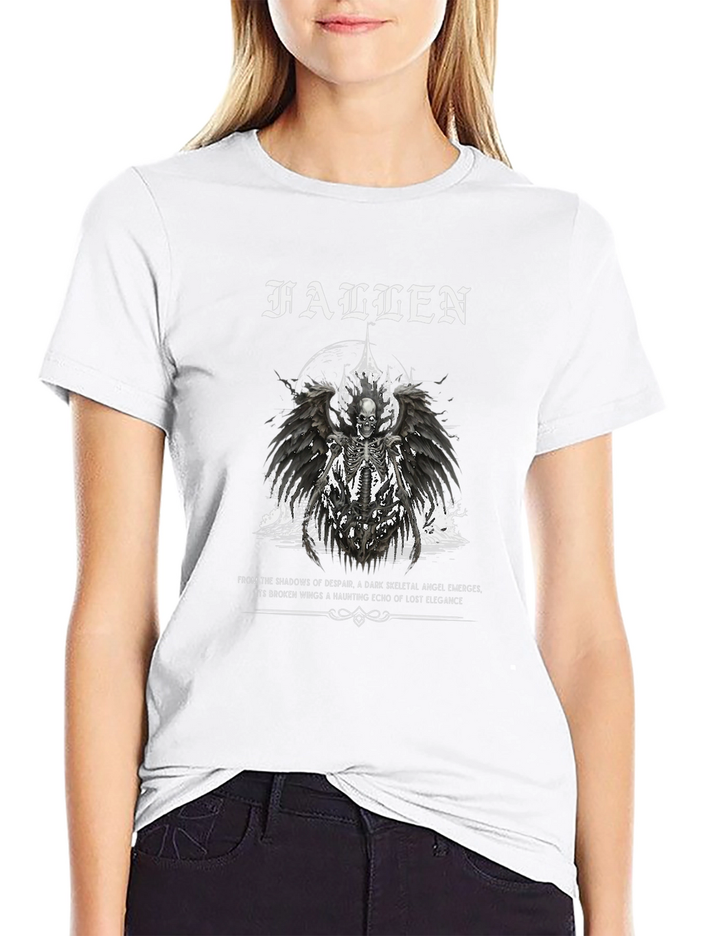 Fallen Angel Graphic Print Black T-Shirt