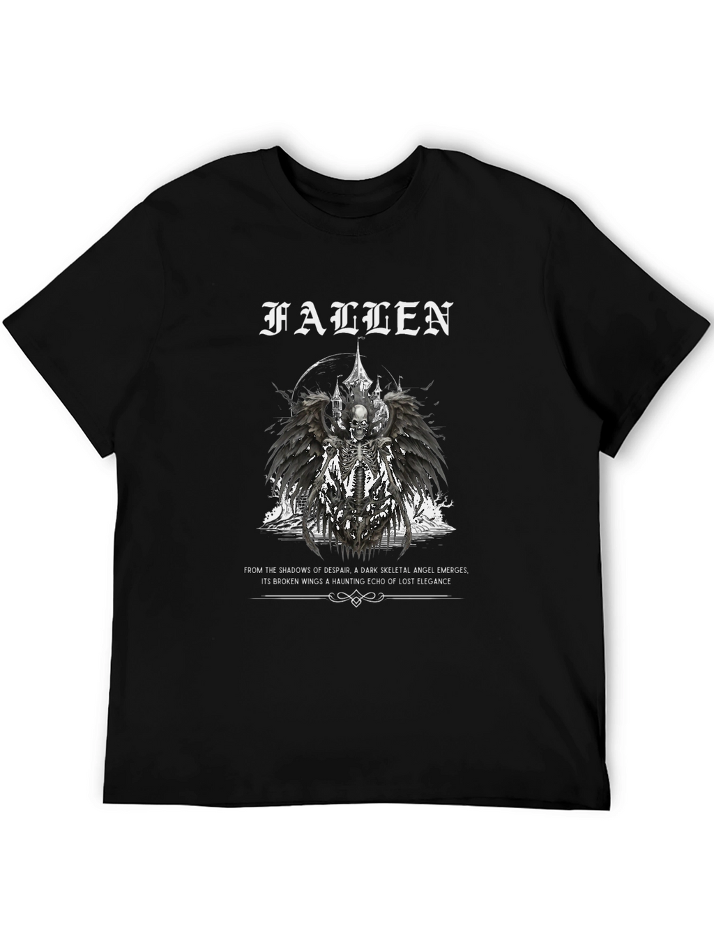 Fallen Angel Graphic Print Black T-Shirt