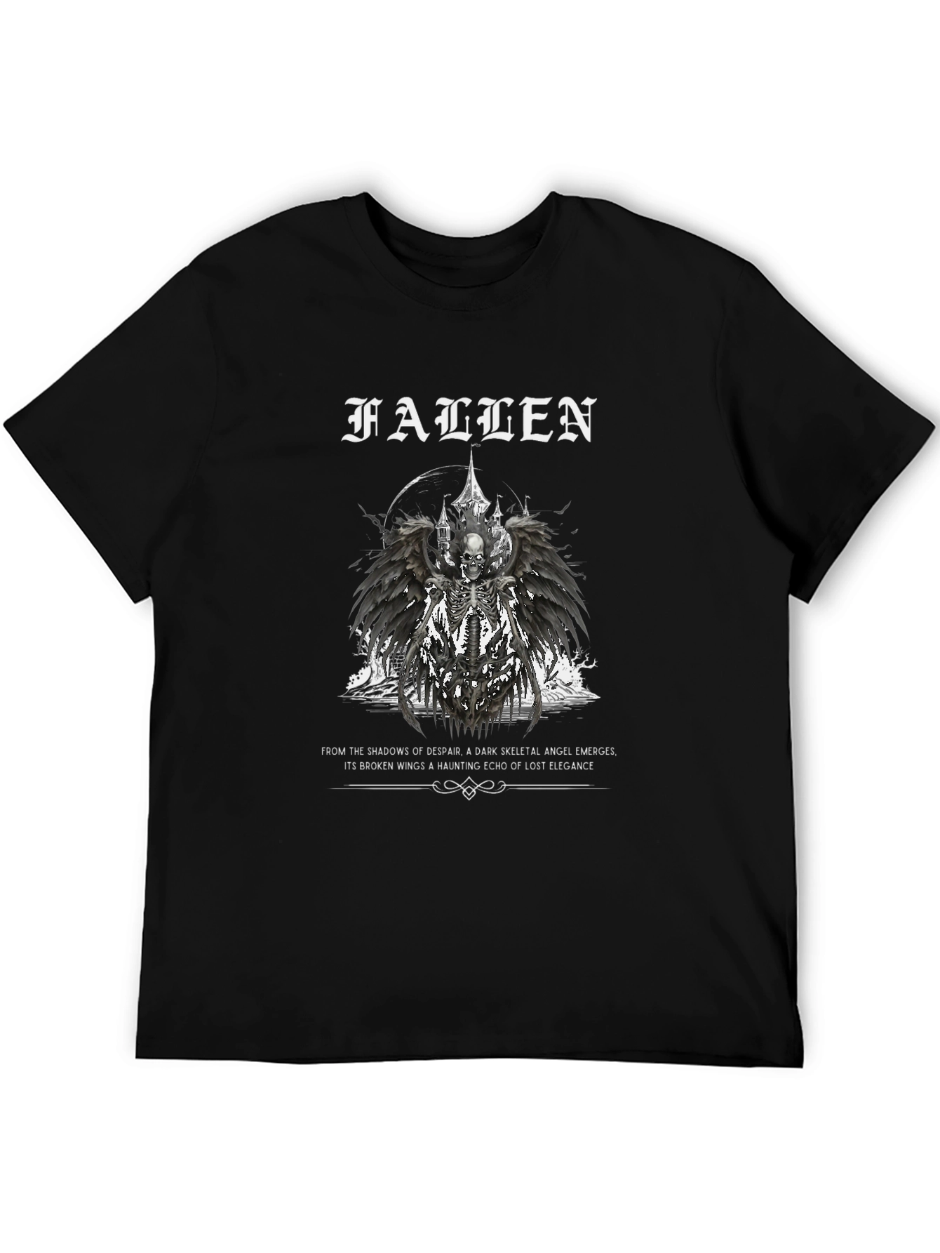 Fallen Angel Graphic Print Black T-Shirt