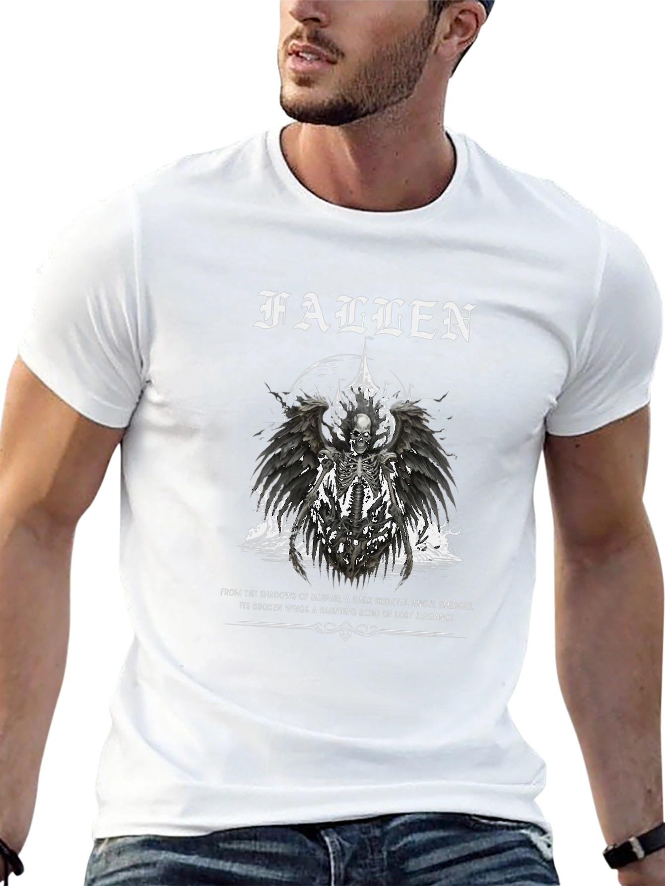 Fallen Angel Graphic Print Black T-Shirt