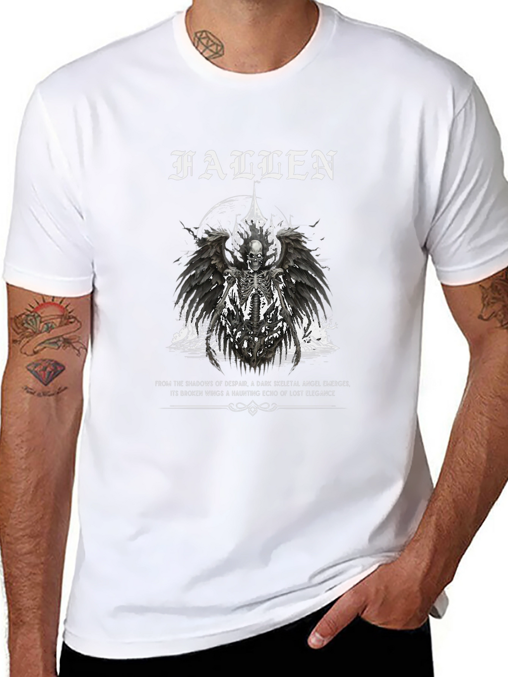 Fallen Angel Graphic Print Black T-Shirt