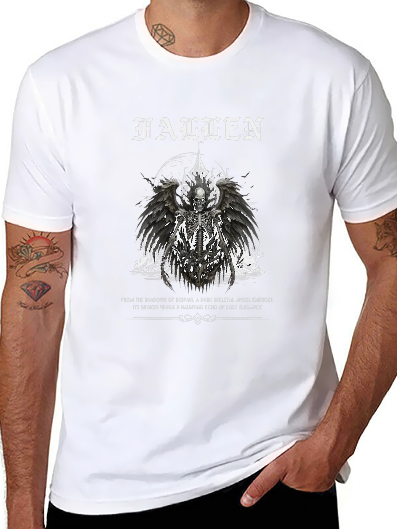 Fallen Angel Graphic Print Black T-Shirt