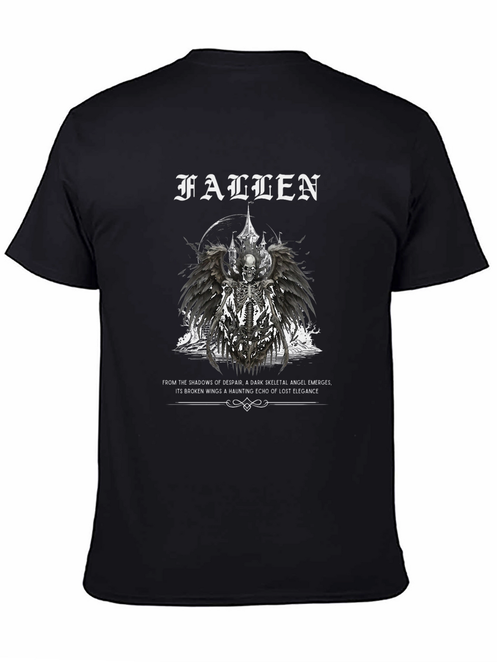 Fallen Angel Graphic Print Black T-Shirt