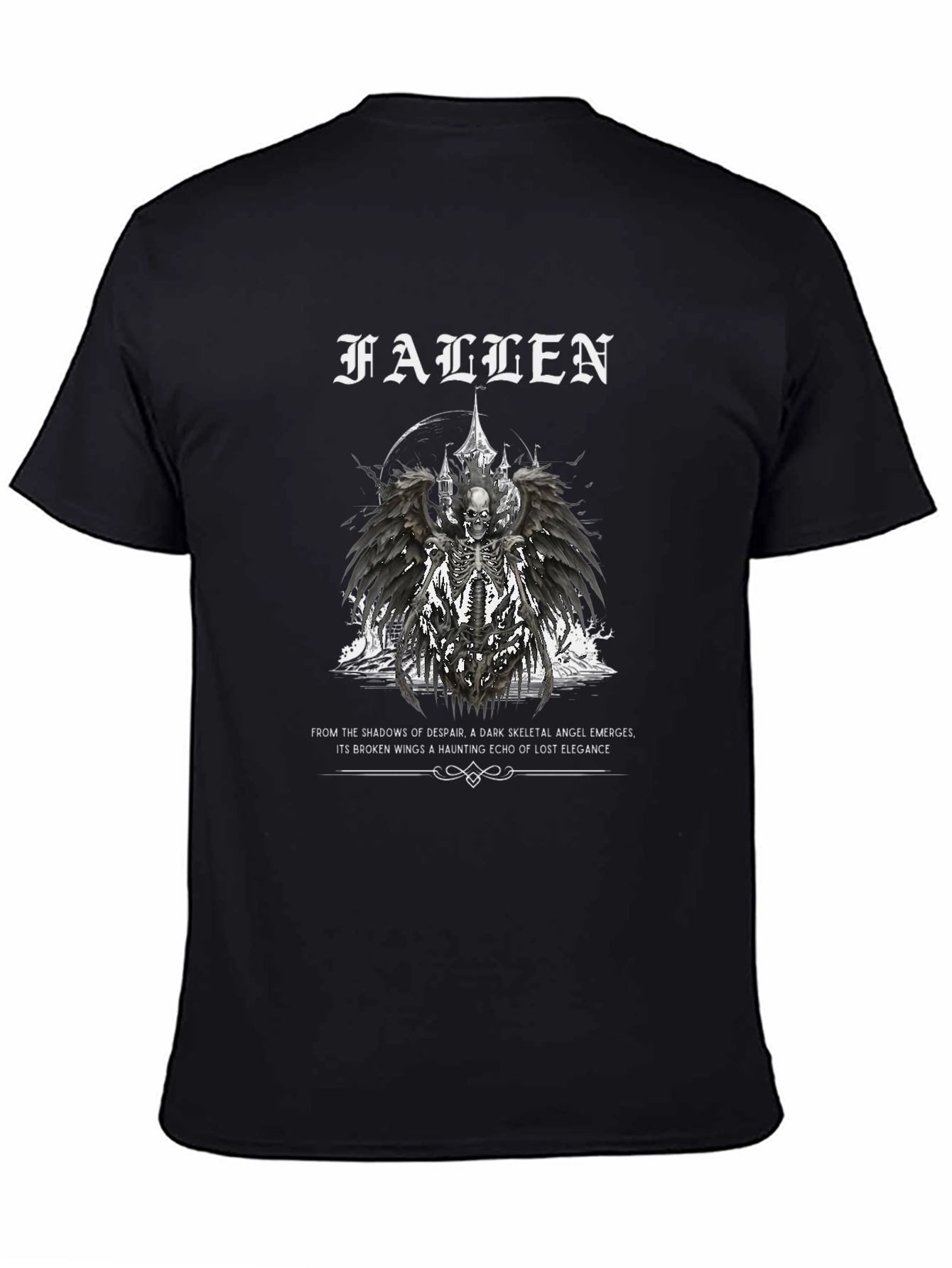 Fallen Angel Graphic Print Black T-Shirt