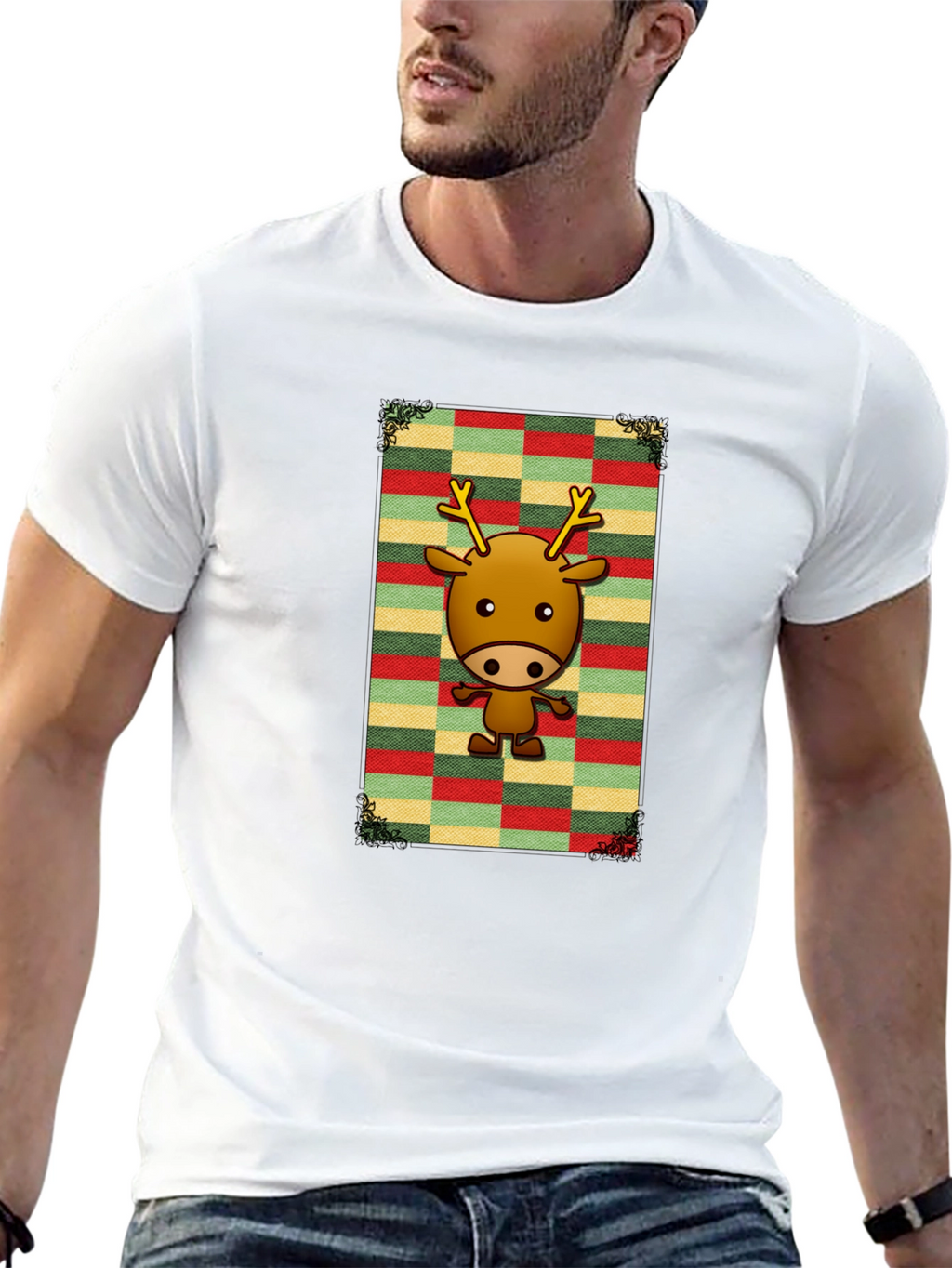 Festive Reindeer Graphic Tee - Holiday Style