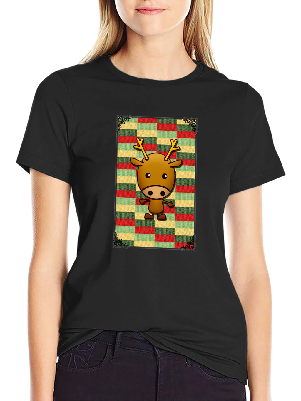 Festive Reindeer Graphic Tee - Holiday Style