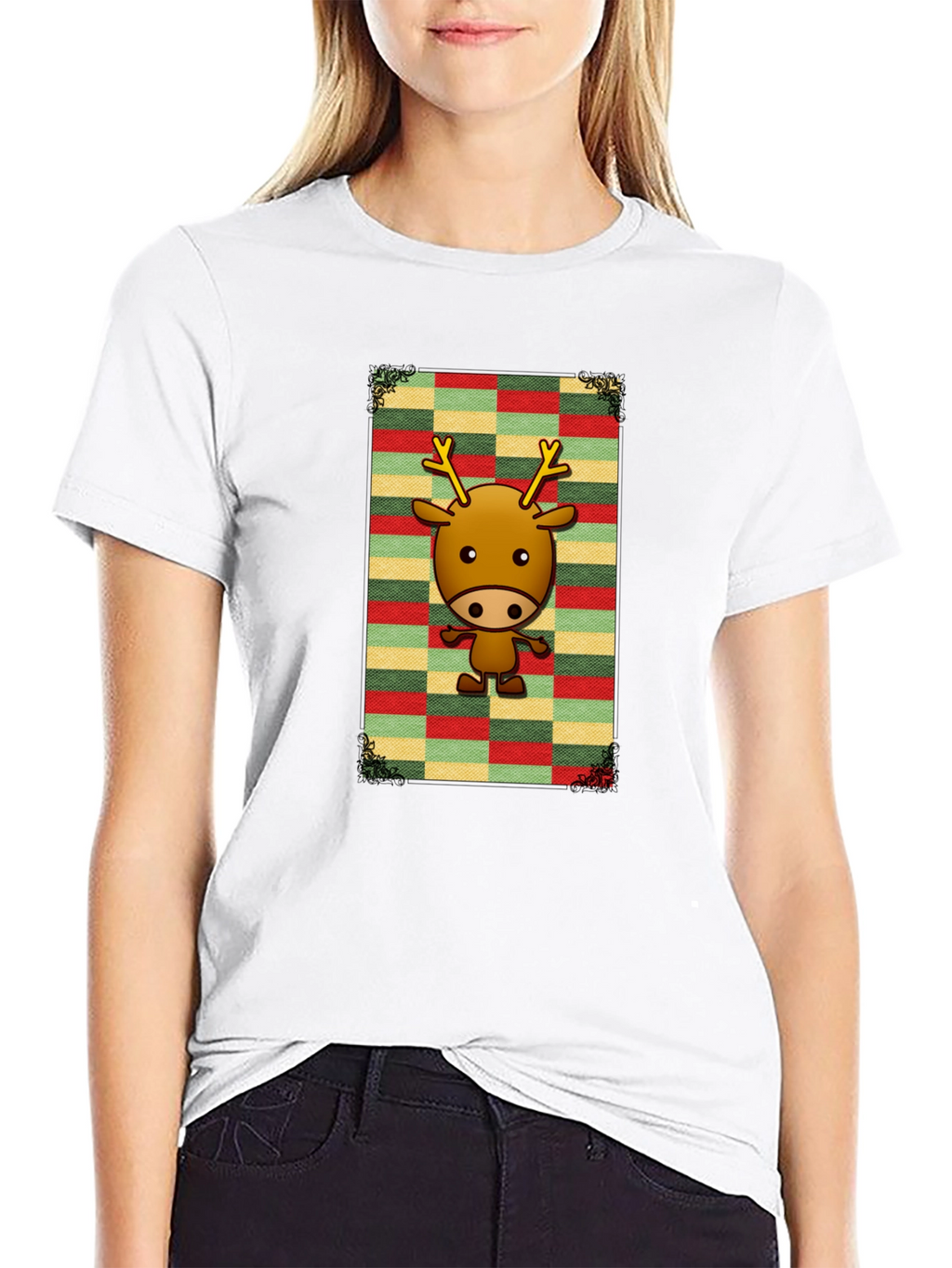 Festive Reindeer Graphic Tee - Holiday Style