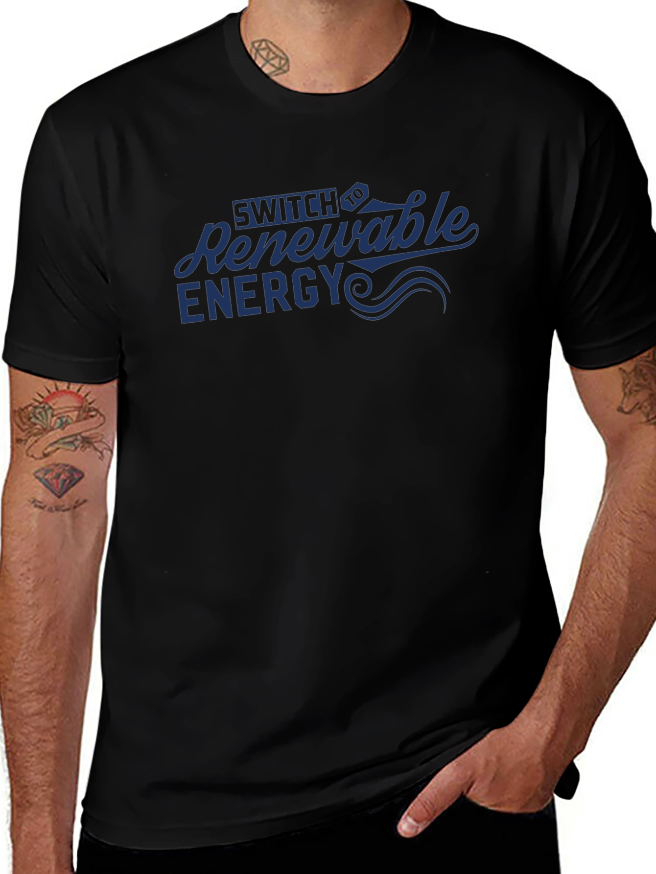 Renewable Energy Graphic Tee - Black Crew Neck T-Shirt