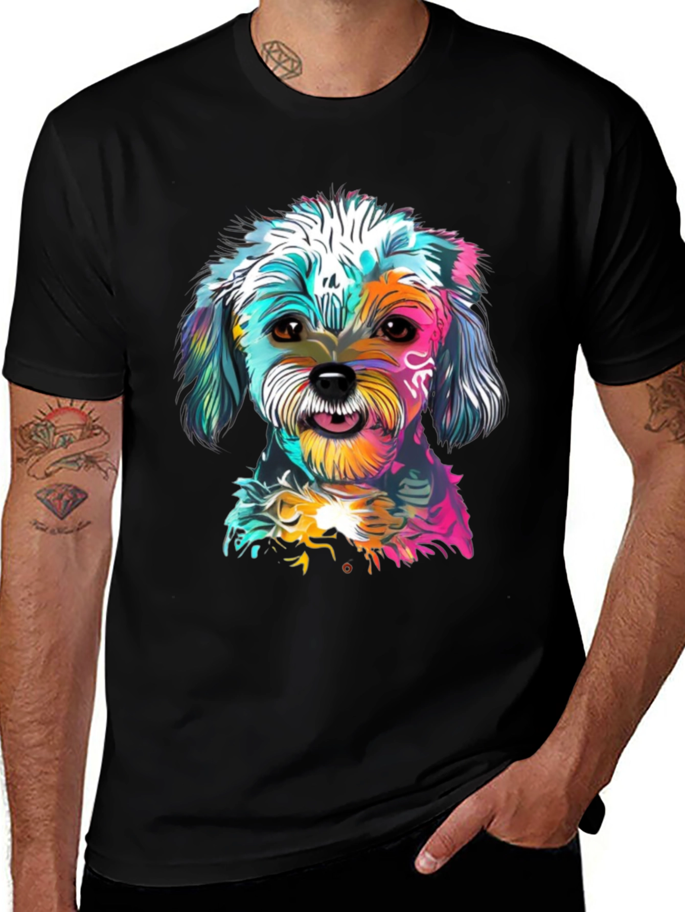 Dog Graphic Tee - Colorful Artistic Puppy Shirt