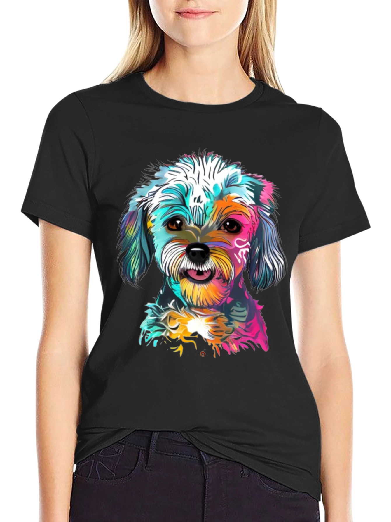 Dog Graphic Tee - Colorful Artistic Puppy Shirt