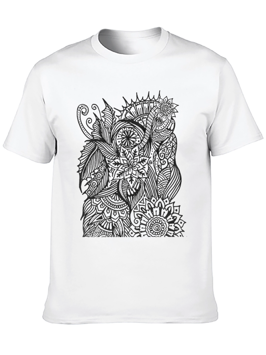 Abstract Elephant Print Black T-Shirt